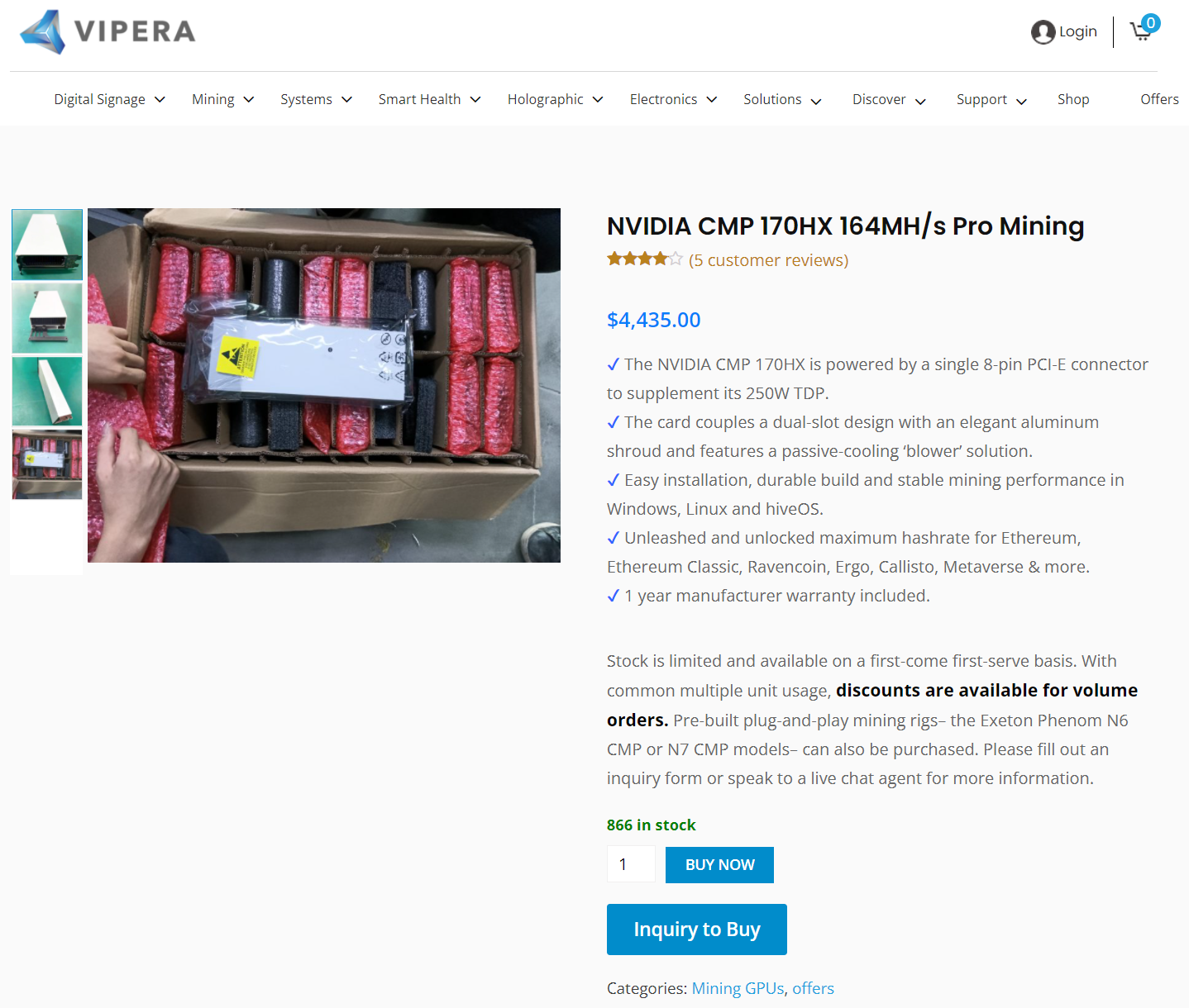 Флагманский ускоритель для майнинга NVIDIA CMP 170HX поступил в продажу — свыше $4400