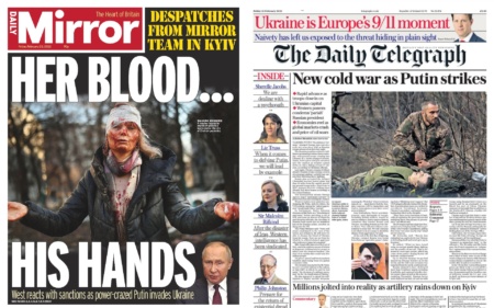 «Її кров на його руках» та «росіяни, йдіть додому!»: як західна преса відреагувала на початок повномасштабної війни Росії проти України