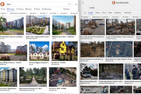 В поисковиках Bing и DuckDuckGo не отображаются жуткие кадры из Бучи при запросе кириллицей