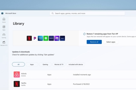 В Microsoft Store теперь можно восстанавливать все ранее установленные приложения на новый ПК с Windows 11