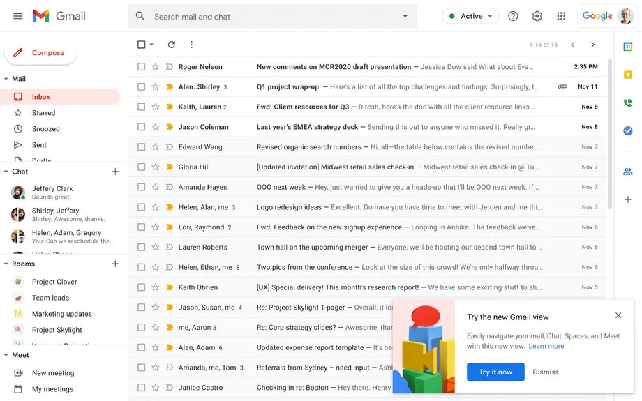 Google приступает к широкому развертыванию нового интерфейса Gmail