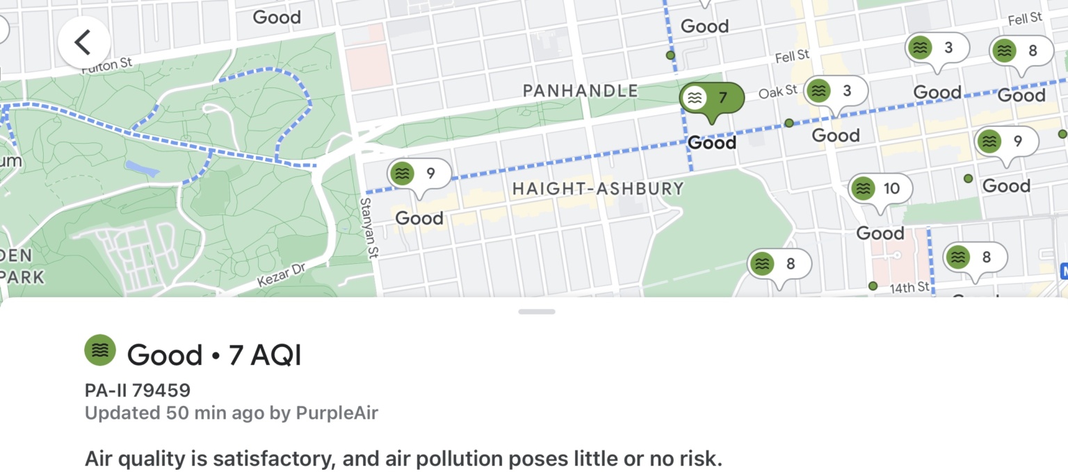 В Google Maps добавили индикатор качества воздуха