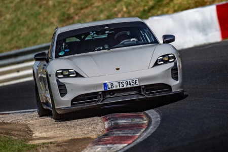 Porsche Taycan Turbo S electric car set record time at Nurburgring, taking first place from Tesla Model S Plaid 