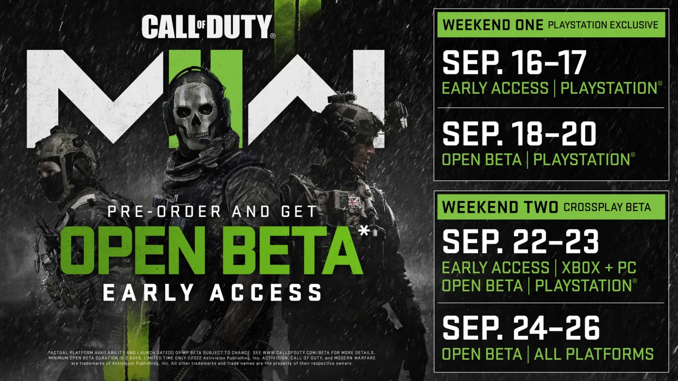 Многопользовательский режим Call of Duty: Modern Warfare II покажут 15 сентября, а потом стартуют этапы бета-теста игры