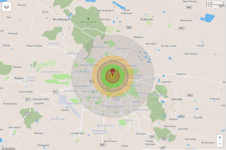 NukeMap — симулятор ядерного вибуху, який дозволяє оцінити масштаб руйнувань за обраною локацією