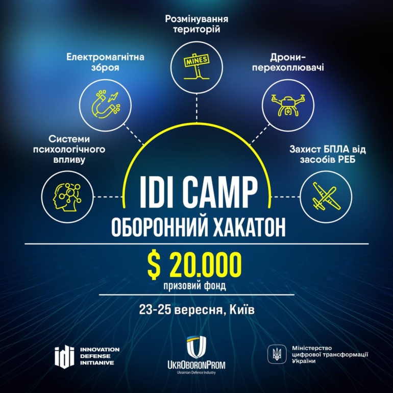 Електромагнітна зброя та дрони-перехоплювачі — організатори оборонного хакатону IDI Camp назвали головні теми розробок