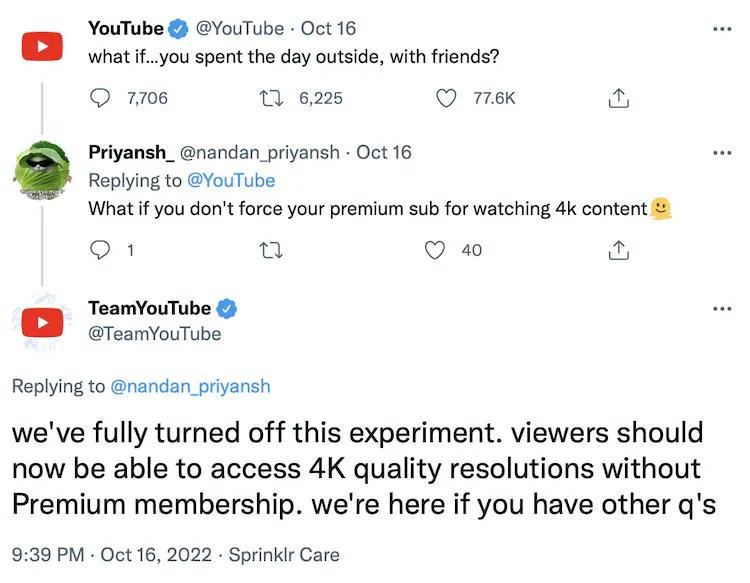 YouTube закончил эксперимент с ограничением 4K-видео только для Premium-пользователей