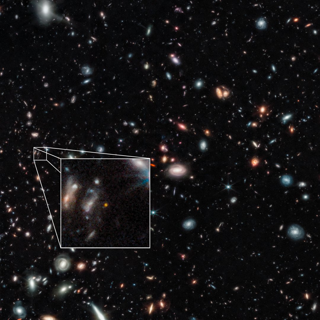 Галактики, зафіксовані Веббом, з’явились приблизно через 450 і 350 мільйонів років після Великого вибуху (з червоним зміщенням приблизно 10,5 і 12,5 відповідно), і майбутні спектроскопічні вимірювання Вебба допоможуть підтвердити це. Зображення: NASA, ESA, CSA, Томмазо Треу (UCLA), CC BY 2.0)