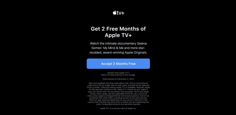 Apple дарит два месяца подписки Apple TV+
