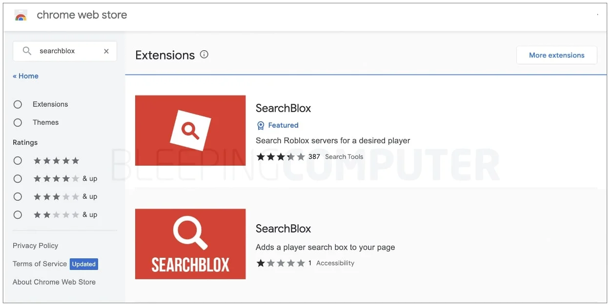 Chrome-раширение SearchBlox для игры Roblox воровало учётные данные и виртуальные предметы – его установили более 200 тыс. пользователей