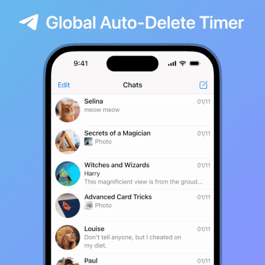 Telegram received a major functional update – registration without a SIM card, auto-deletion for all chats, topics inside chats 2.0
