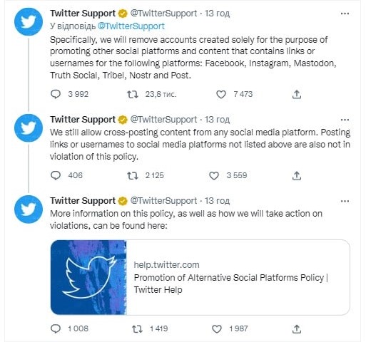Ілон Маск забанив посилання на сайти-конкуренти у Twitter і задумався про відставку з посади генерального директора соцмережі
