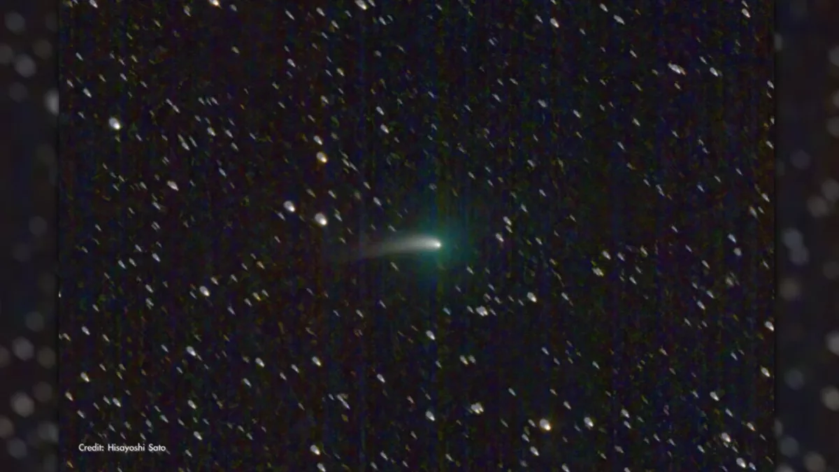 Зображення комети C/2022 E3 (ZTF), зроблене астрофотографом Хісайоші Сато. Автор зображення: Хісайоші Сато через NASA/JPL-Caltech