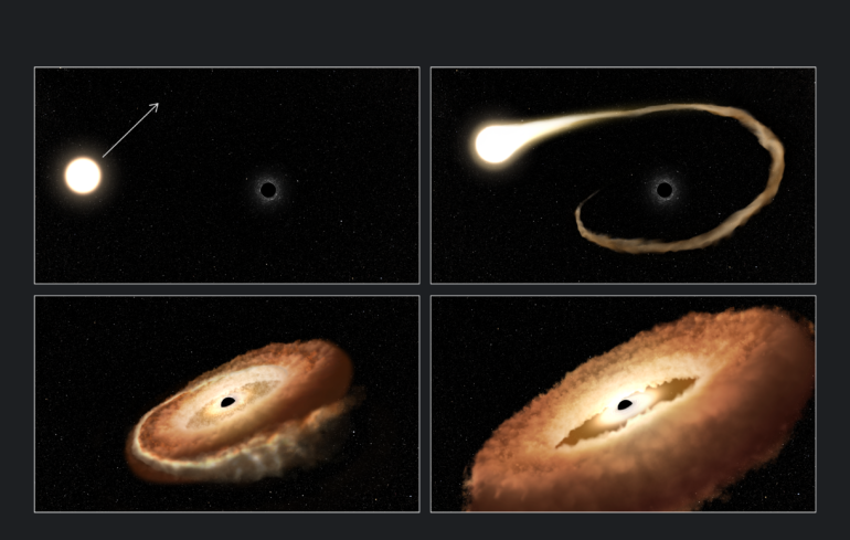 Габбл показав, як надмасивна чорна діра пожирає маленьку зірку — це унікальна подія, що трапляється кілька разів на 100 000 років