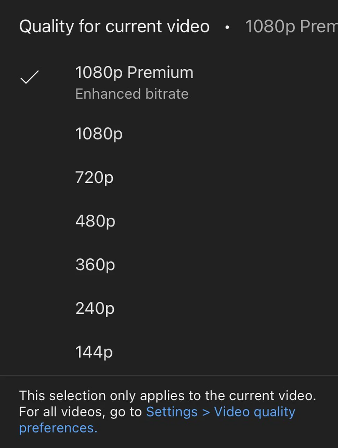 YouTube Premium 1080p