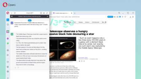 Opera embeds ChatGPT in the sidebar of the browser - with an AI function that will provide abbreviated content of the page