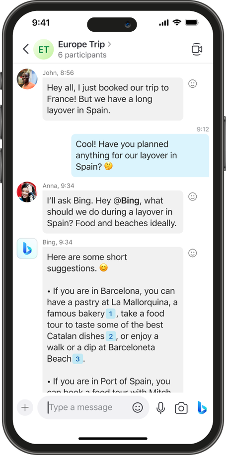Microsoft добавляет возможности ИИ Bing в мобильные приложения Bing, Edge Mobile и Skype