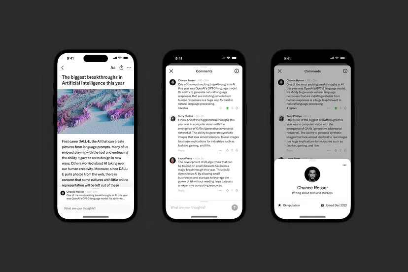 Almost like Reddit.  News app Artifact turns into a social network with profiles, reputation scores and comments with votes
