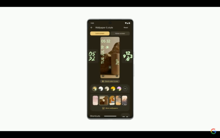 В Android 14 появятся часы и ярлыки на экране блокировки, а также обои, созданные с помощью ИИ