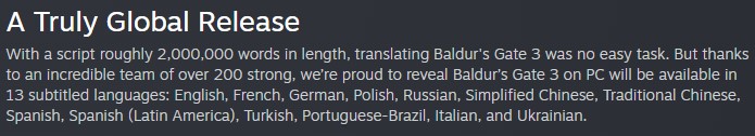 Baldur’s Gate 3 получит украинскую локализацию на выйдет на ПК почти на месяц раньше