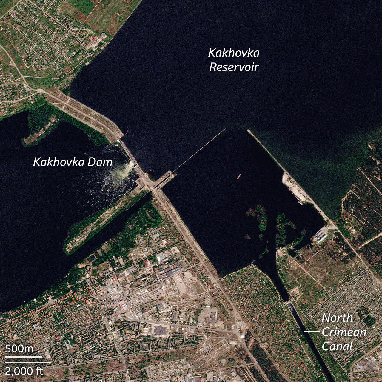 Последствия российского экоцида: спутниковые снимки показывают, что Каховское водохранилище полностью исчезло