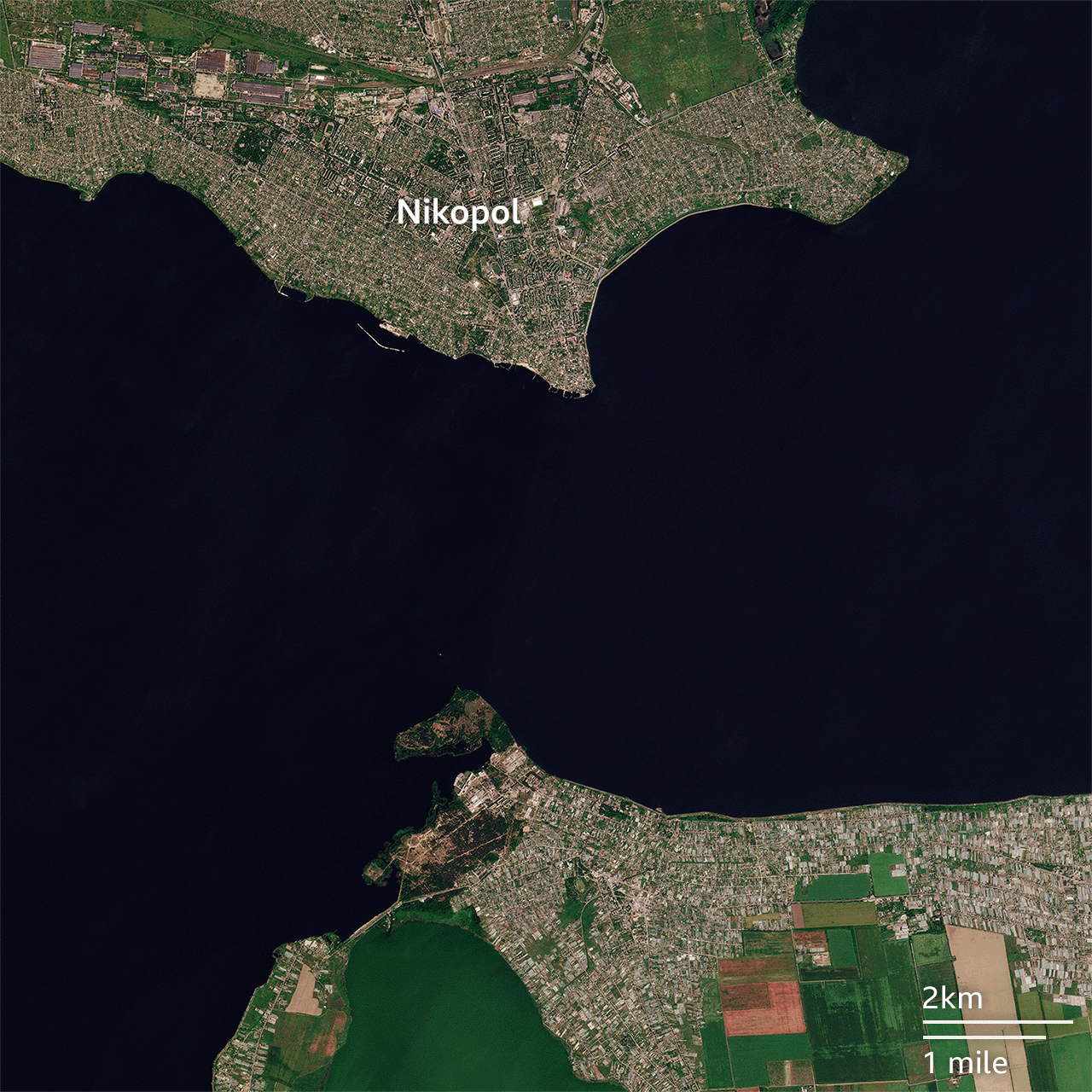 Последствия российского экоцида: спутниковые снимки показывают, что Каховское водохранилище полностью исчезло