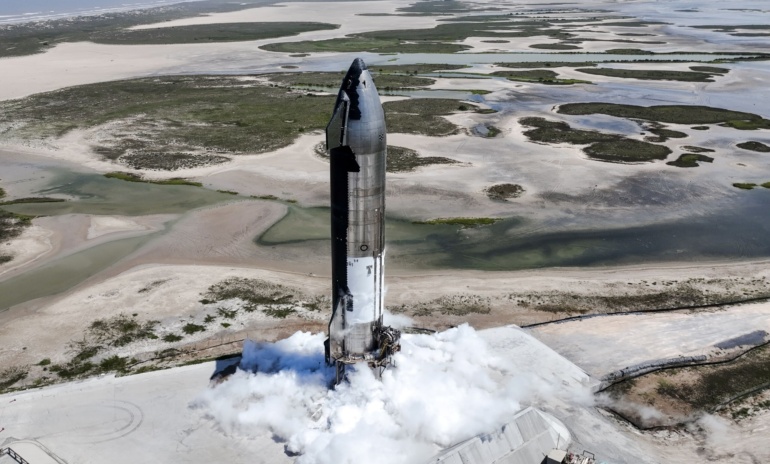 Верхній ступінь ракети Ship 25 під час випробувань, що відбулись на початку цього місяця в Техасі. Джерело: SpaceX