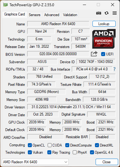 Огляд Asus Dual Radeon RX 6400: на що здатна бюджетна відеокарта з живленням 40 Вт в сучасних реаліях?