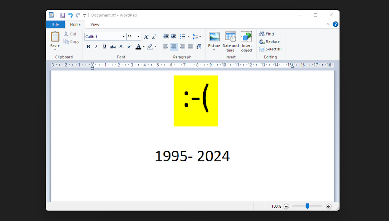 Microsoft removed WordPad from Windows 11 Canary Build.  The text editor appeared 28 years ago with Windows 95