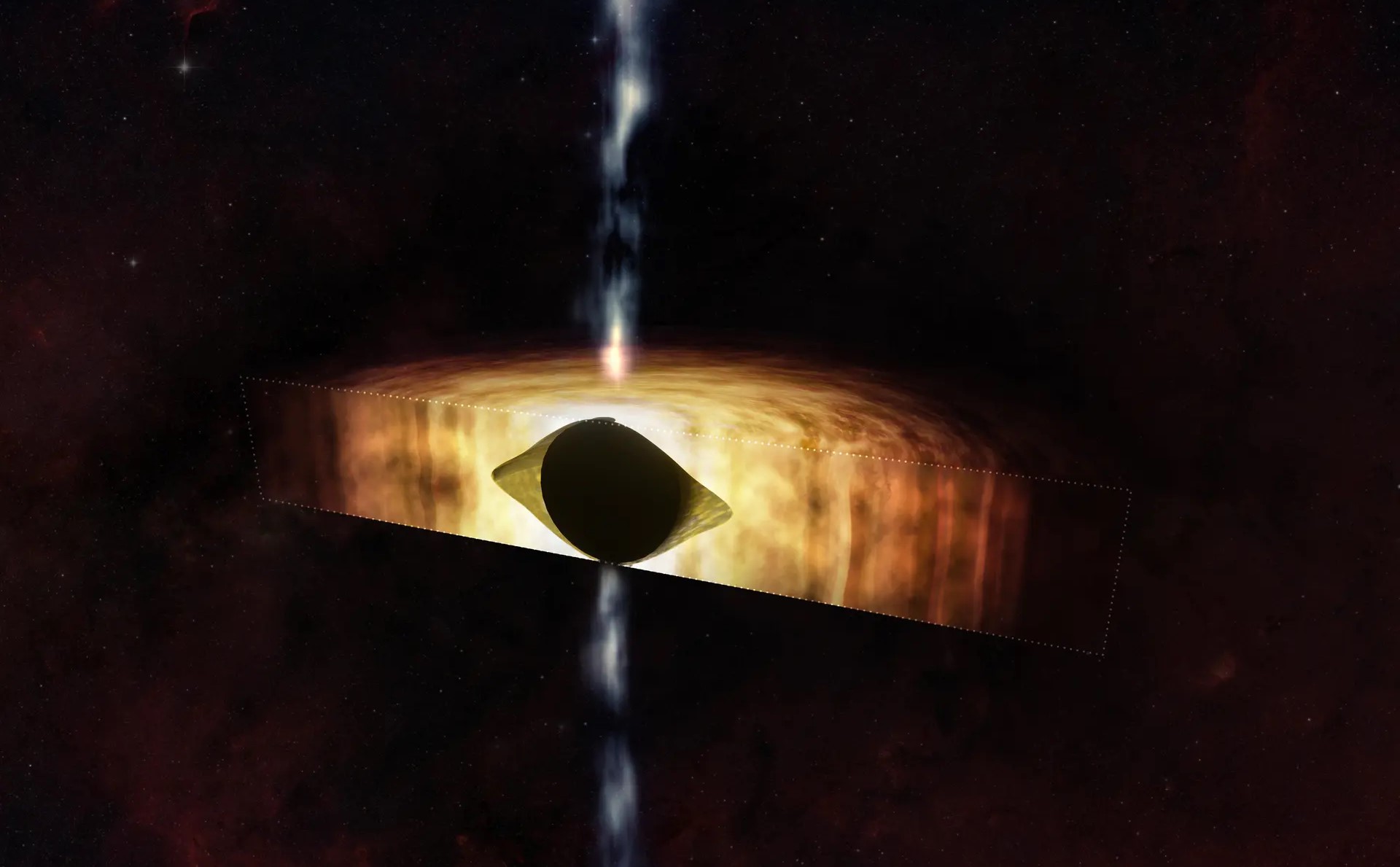 Черная дыра из нашей галактики вращается настолько быстро, что деформирует пространство-время в «футбольный мяч»