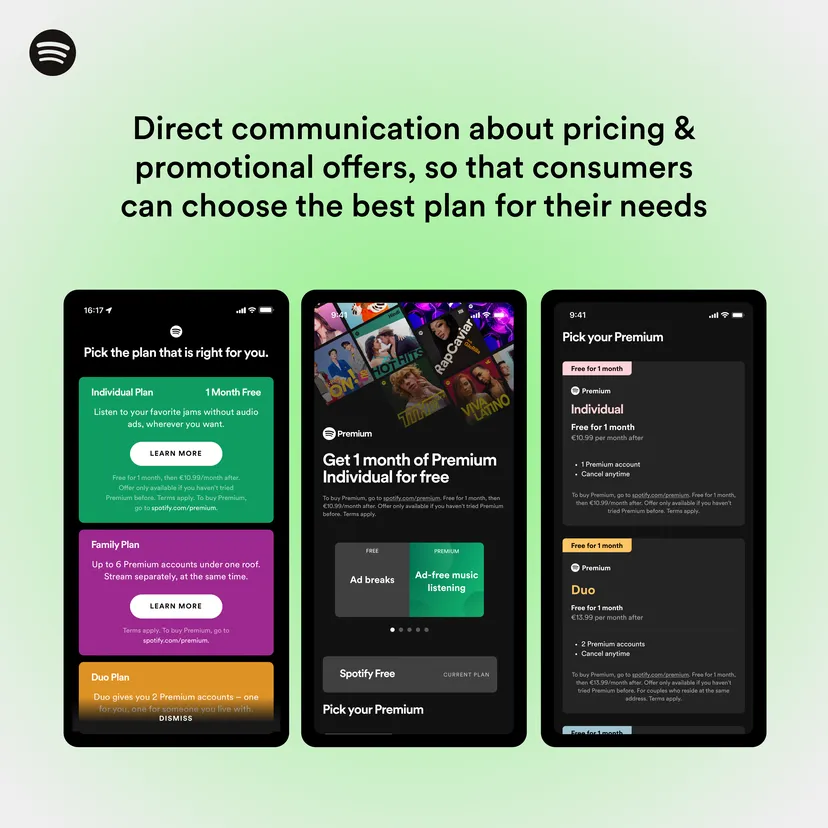 Spotify will add pricing and payment options outside of the iOS app if Apple allows it