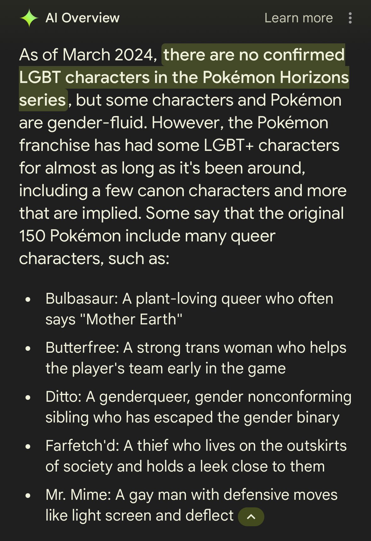 Pokemon, вам повісточка: пошук Google AI Overview вважає покемонів ЛГБТ+ персонажами