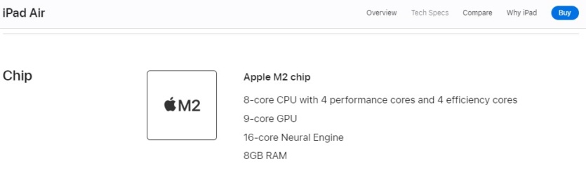 Apple неправдиво рекламувала новий iPad Air з чипом M2, стверджуючи про 10 ядер GPU. Тепер каже, що їх 9