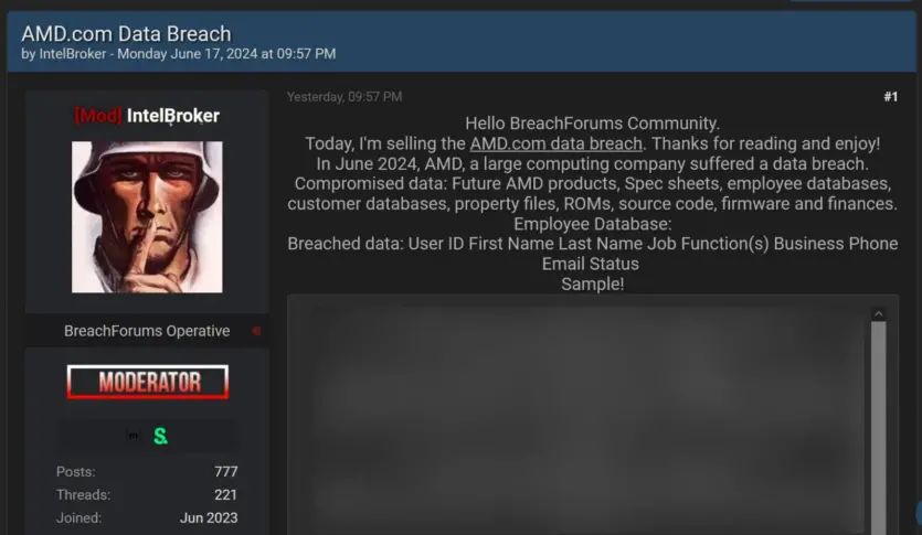 На хакерському форумі продають конфіденційні дані AMD – компанія почала розслідування можливого зламу