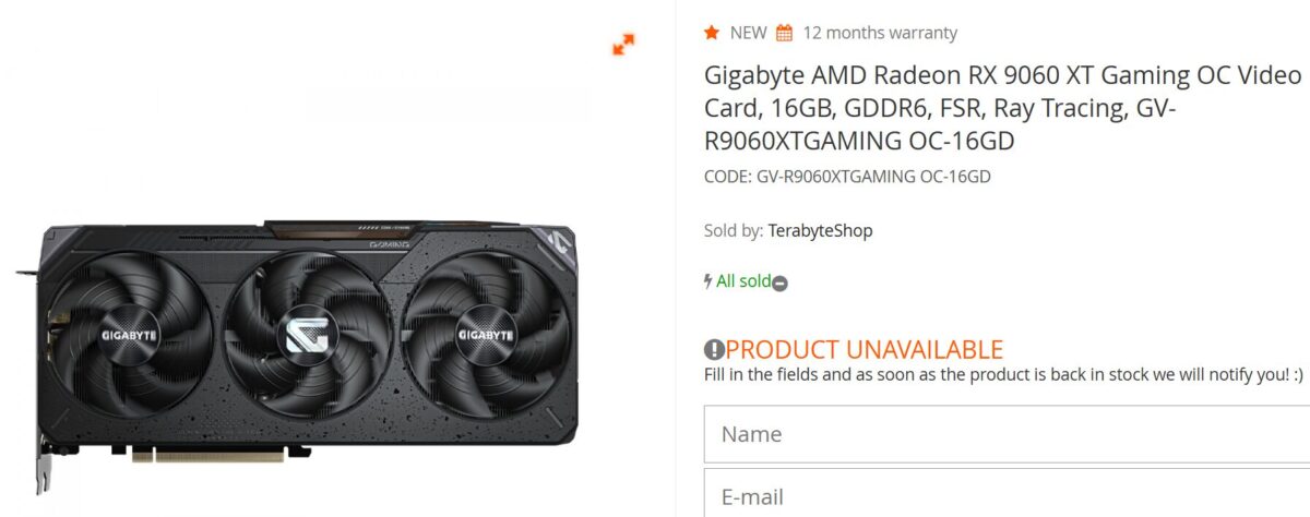 AMD Radeon RX 9060 XT з’явилася в магазині та має 16 ГБ пам'яті