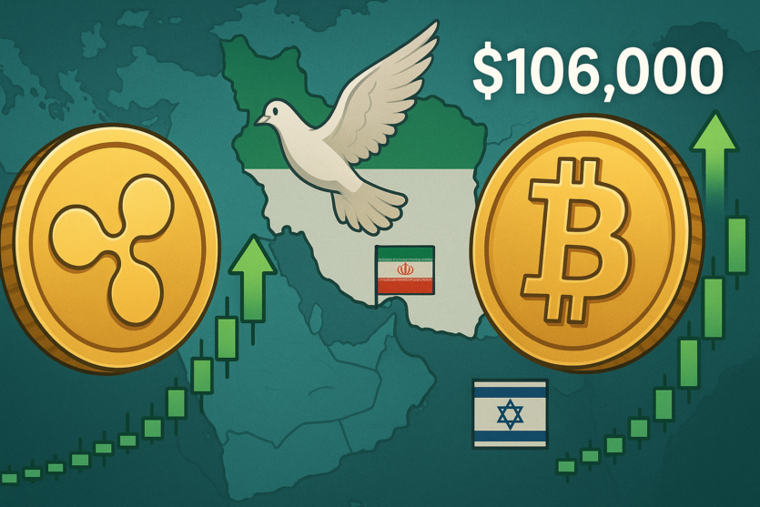 XRP растет, биткоин превысил $106 тыс. на фоне прекращения огня между Ираном и Израилем