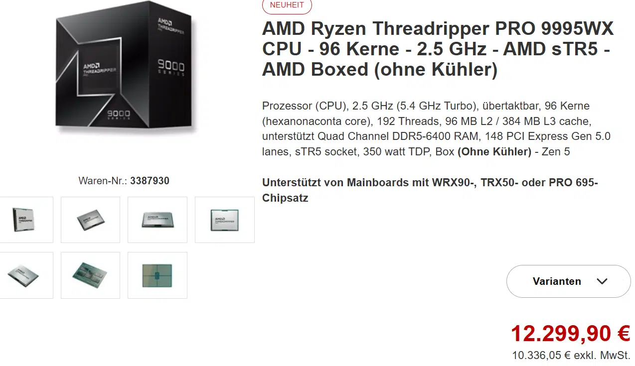 Процессор за $12 800: тест AMD Threadripper PRO 9995WX в Geekbench