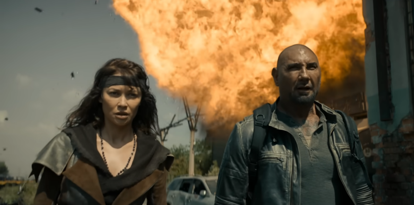 First look at the sci-fi action movie Afterburn — Olga Kurylenko and Dave Batista hunt for «Mona Lisa» in the post-apocalypse