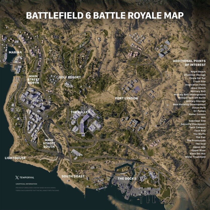 У мережу «злили» мапу Battlefield 6 Battle Royale з усіма ключовими локаціями