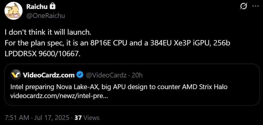 Intel Nova Lake-AX — 28 ядер процесора, 48 ядер GPU Xe3, але може не вийти