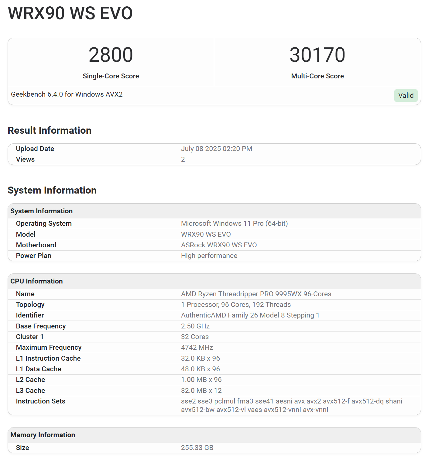 Процессор за $12 800: тест AMD Threadripper PRO 9995WX в Geekbench