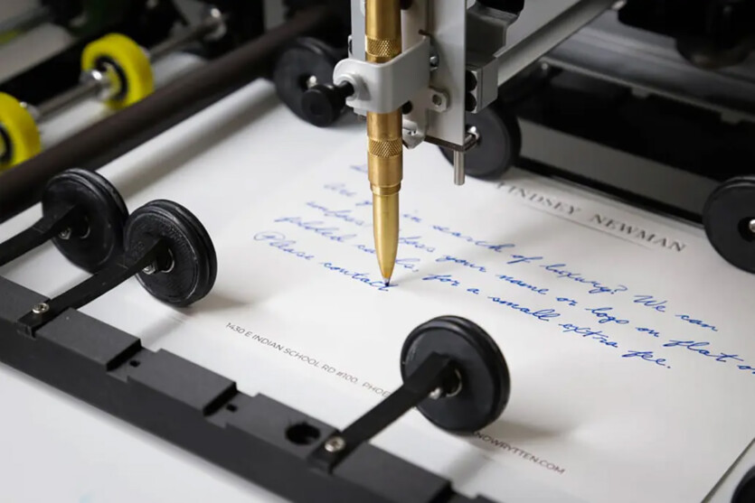 The world is the other way around: an AI robot writes letters manually, and people have forgotten how