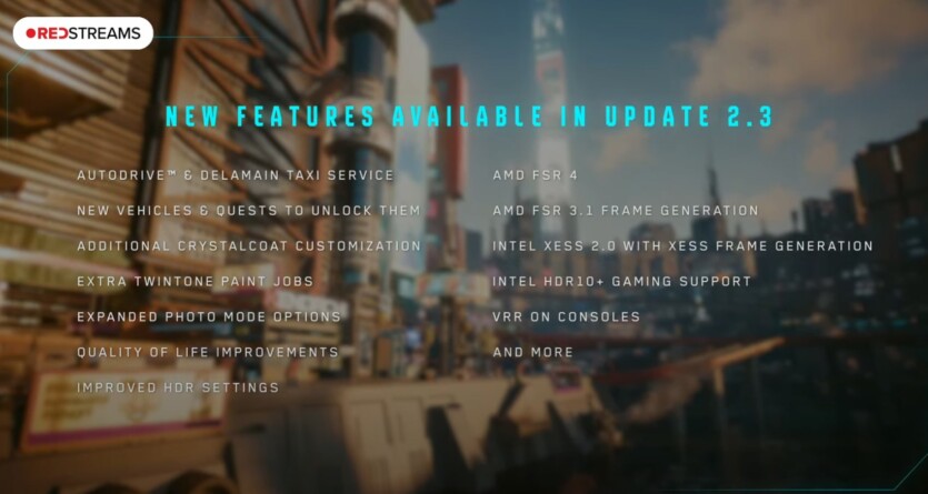 CD Projekt RED представила патч 2.3 для Cyberpunk 2077 — деталі і дата релізу