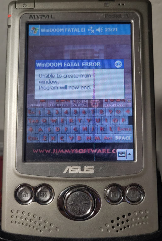 Doom вилетів після 2,5 роки безперервної роботи на КПК ASUS MyPal