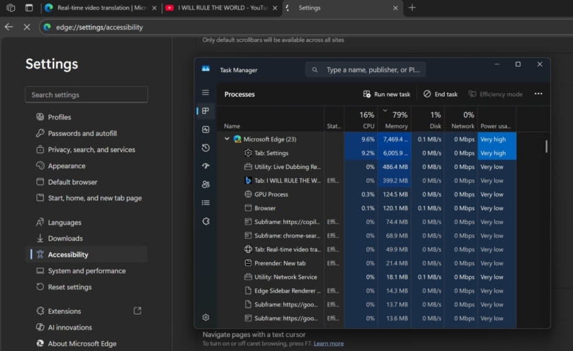 Microsoft Edge отримав голосовий переклад відео та аудіо у реальному часі — потрібно від 12 ГБ оперативної пам'яті