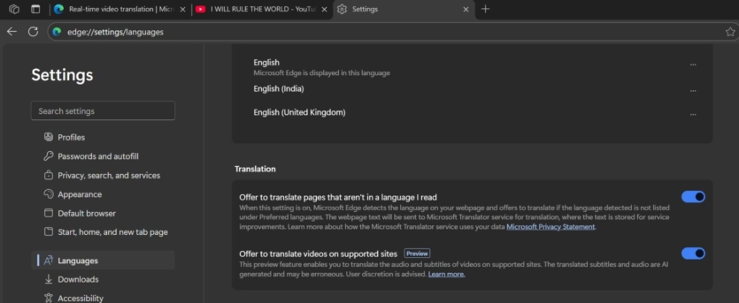 Microsoft Edge отримав голосовий переклад відео та аудіо у реальному часі — потрібно від 12 ГБ оперативної пам'яті
