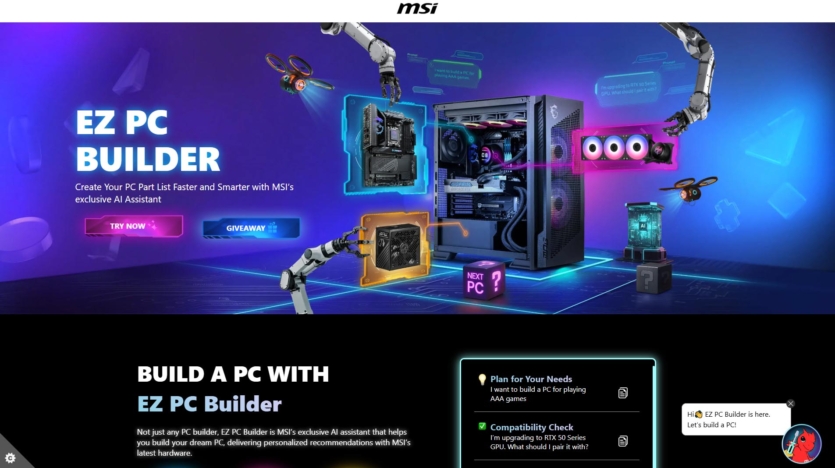 MSI представила EZ PC Builder: ШІ-помічник збирання ПК назвав Ryzen 9800X3D бюджетним та "витратив" $1700 на ПК за $1000