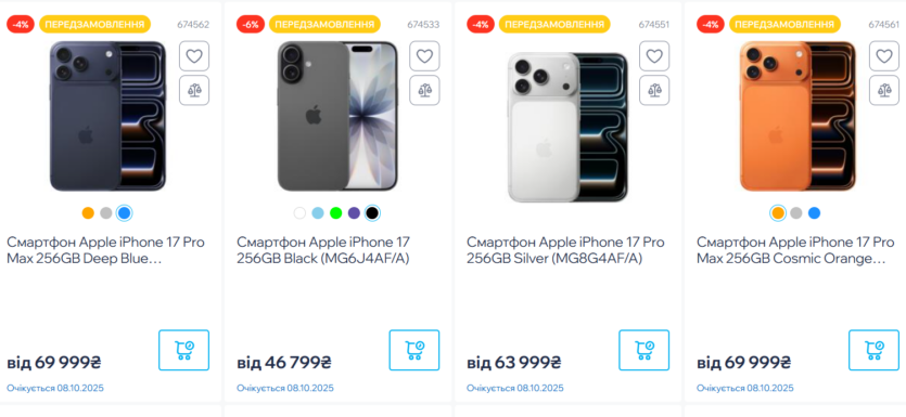 В Україні зникають з магазинів офіційні iPhone 17