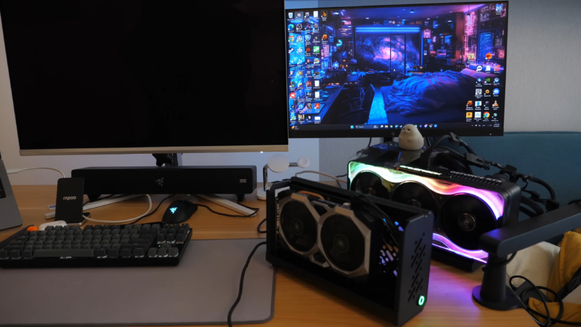 Тест підключення зовнішньої NVIDIA RTX 5070 Ti: Thunderbolt 5 вщент програє OCuLink, а PCIe 4 перевершує обидва