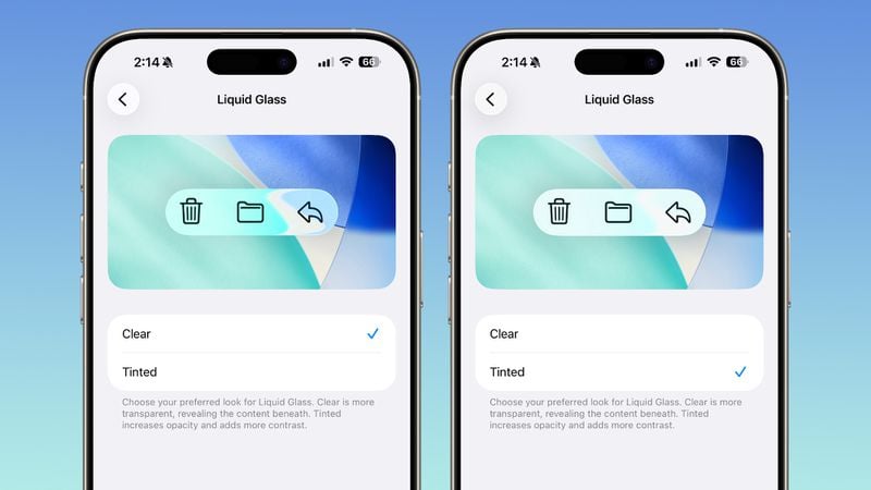 Apple вимушена додати перемикач прозорості в Liquid Glass